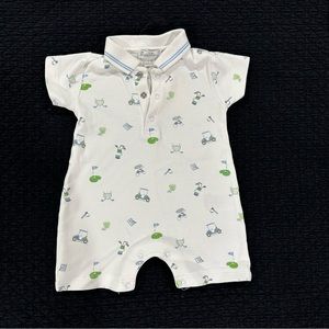 KISSY KISSY BABY BOYS 18 HOLES GOLF PRINT PLAYSUIT ROMPER - BLUE